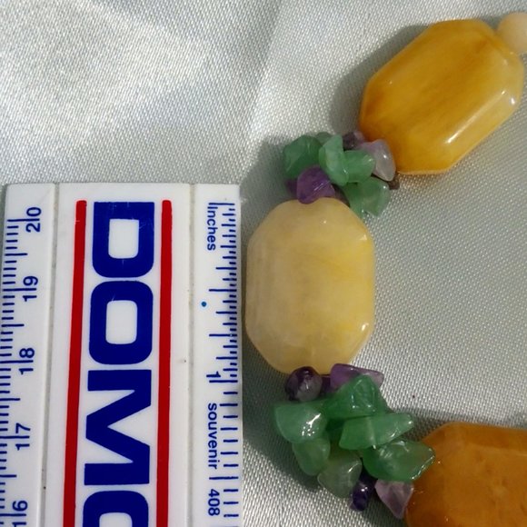 Hand Crafted Green Aventurine Bracelet with Amethyst Yellow Peach - Picture 6 of 6